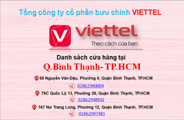 Các cửa hàng Viettel Bình Thạnh TP HCM