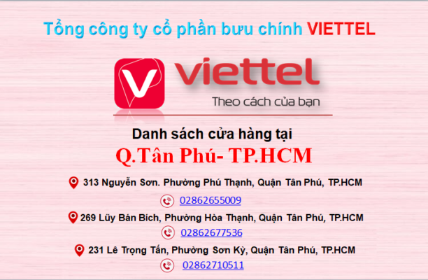 Các cửa hàng Viettel Tân Phú TP HCM