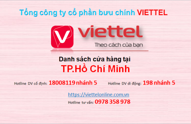 Địa chỉ các cửa hàng Viettel tại TP Hồ Chí Minh