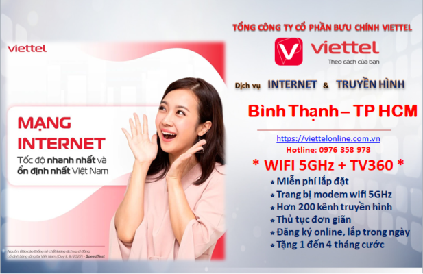 Lắp mạng Viettel Bình Thạnh TP.HCM- Dịch vụ internet cáp quang và truyền hình số của Viettel Telecom
