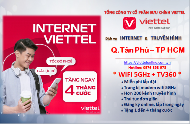 Lắp mạng Viettel Tân Phú TP.HCM- Trang bị modem wifi 5GHz và đầu thu truyền hình BOXTV360
